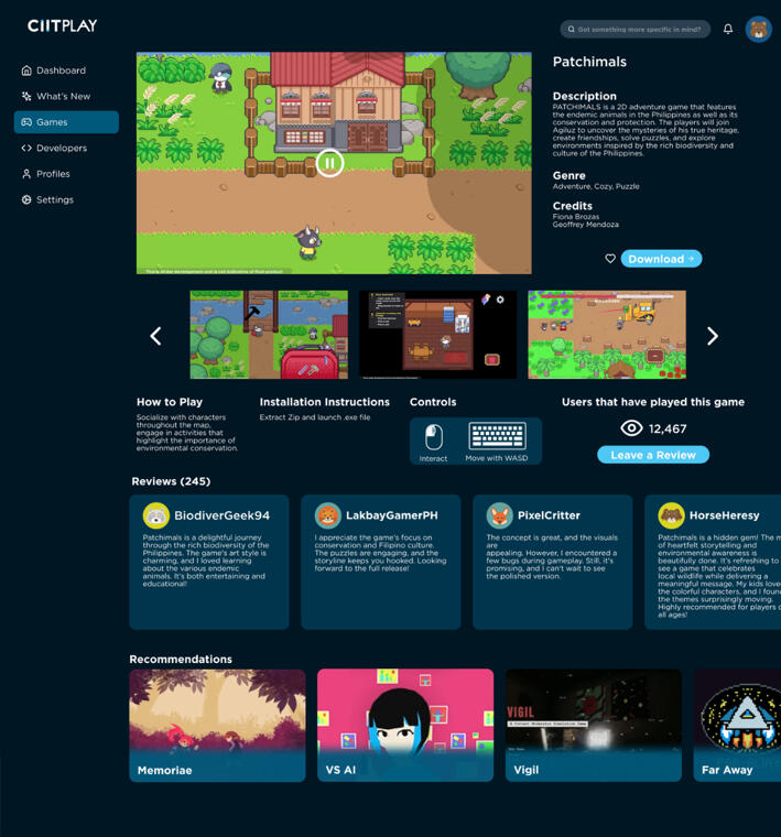CIITPlay Game Page Prototype Refined Draft